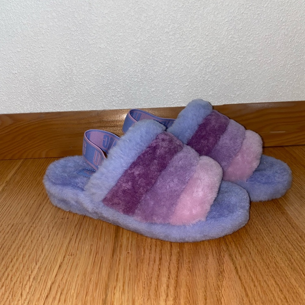Brand new UGG fluff multicolor slide slippers